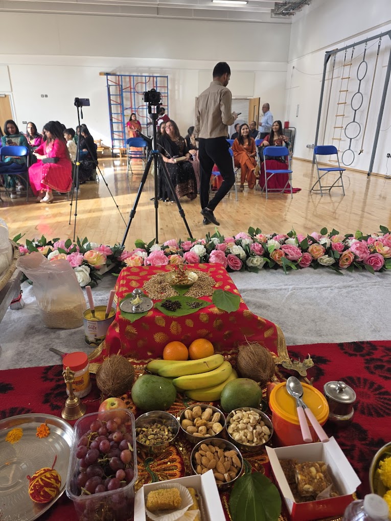 Puja preparation for Hindu ceremony