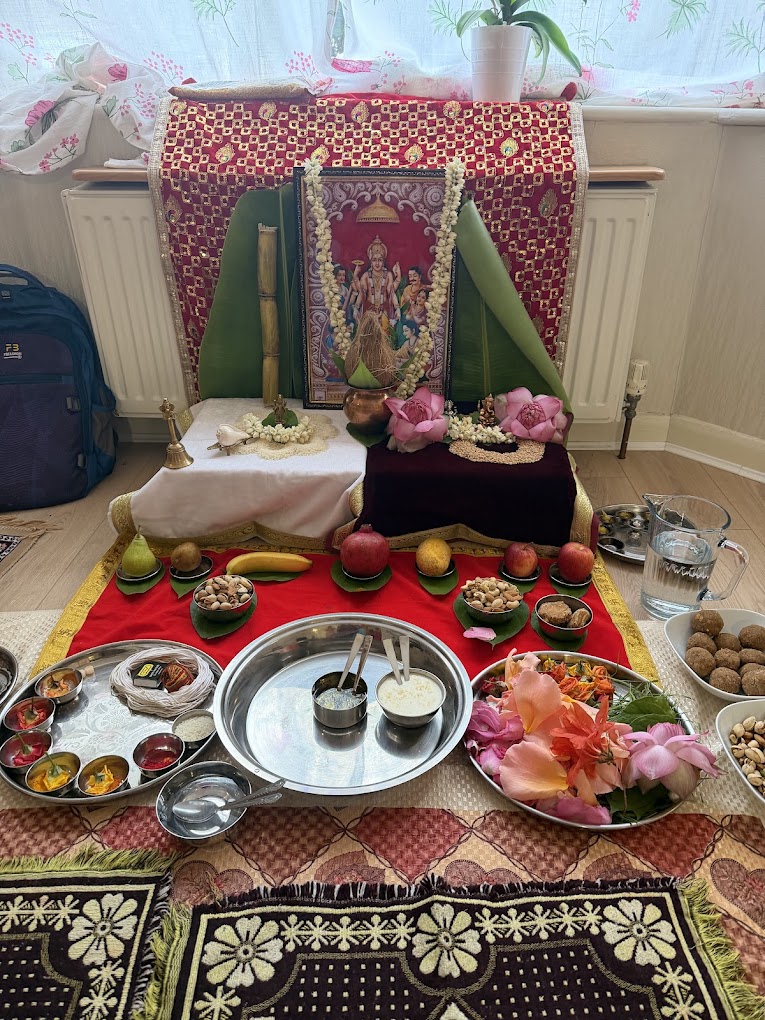 Home puja ceremony setup